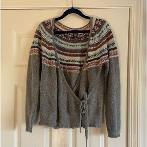New York and Co. Gray Wrap Around Sweater-XL
